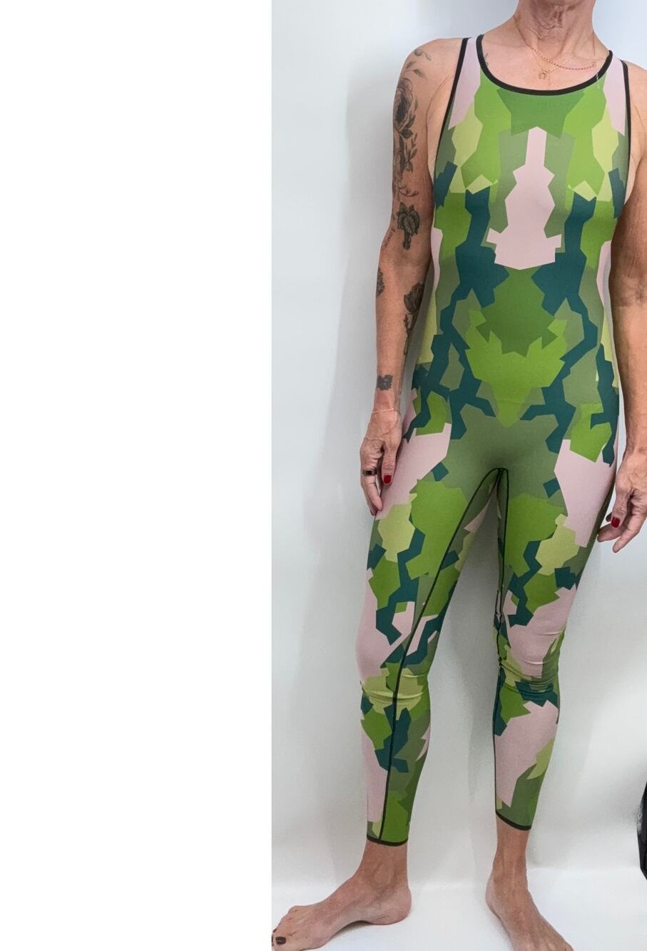 Ultracor Motion Lux Unitard Green Pink Geo Camo Mesh Racerback NWOT